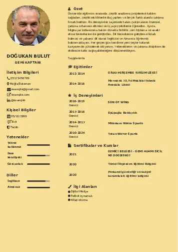 Gemi Kaptanı CV Örnekleri cv indir